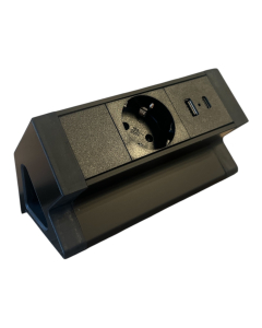 681048 - Filex desk up zwart 1x stopcontact usb a-c lader 1,5m schuko
