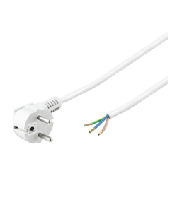 Stroomkabel H05VV-F 3G 1,5 mm&sup2; haakse stekker 2 meter wit
