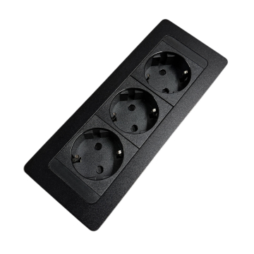 Powerunit zwart 3 voudig inbouw stopcontact