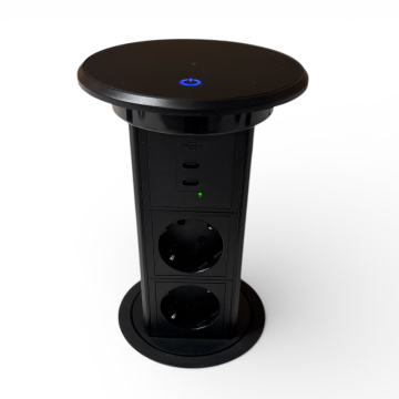 Pop up electrisch zwart 2x stopcontact USB-C/C