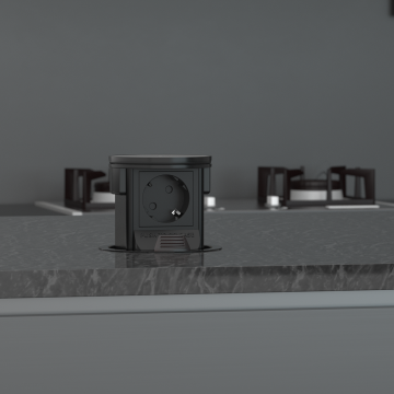 Pop-up 5551 zwart met 1 stopcontact 2m stroomkabel