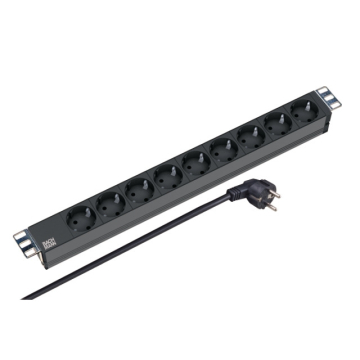 19 inch stekkerdoos 9-voudig 2m kabel zwart
