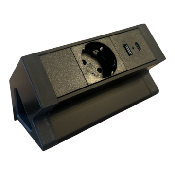 Filex desk up zwart 1x stopcontact usb a-c lader 1,5m schuko