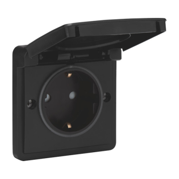 Niko Hydro stopcontact met schroefklem zwart IP55