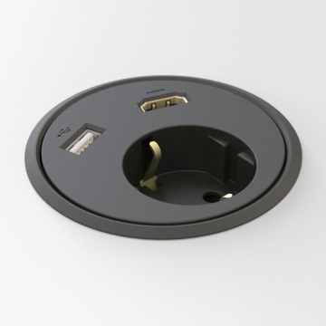 Powerdot 79mm 1x230v 1x USB 1x HDMI, zwart