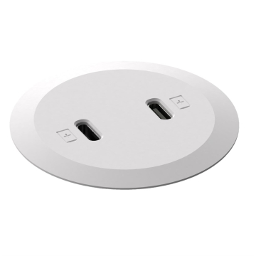 Powerdot mini 51mm dubbele inbouw USB-C lader, wit