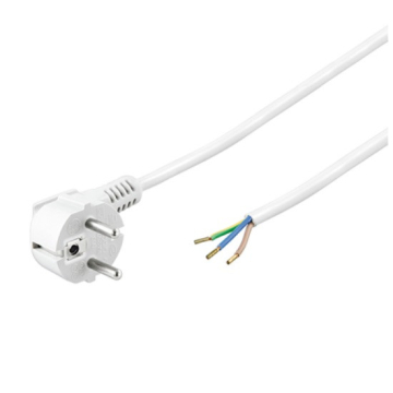 BL53356 - Stroomkabel H05VV-F 3G 2.5mm² haakse stekker 5 meter Wit