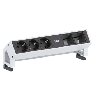 Desk 2 stekkerblok 3x stopcontact 2xcustom module wit