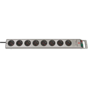 Stekkerdoos Super Solid Line 8-voudig, zwart/zilver