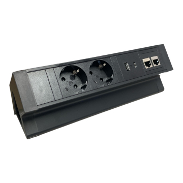 Bureau stekkerdoos Exit zwart 2xusb-c lader+internetaansluitingen