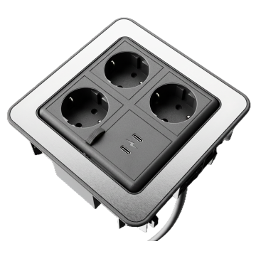 FlipAround 3x stopcontact usb C/C lader rvs