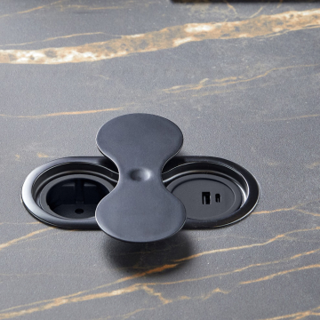 ST09 inbouw contactdoos zwart met usb a-c lader