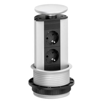 Evoline Port 2 stopcontacten, deksel zilvergrijs