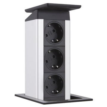 Evoline port Push 3x stopcontact geborsteld RVS