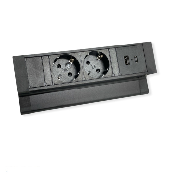 Bureau opbouwstekkerdoos Exit zwart USB-A/C charger