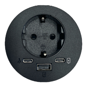 Exit Spot zwart, 1x stopcontact, usb A-C lader en usb-c hub