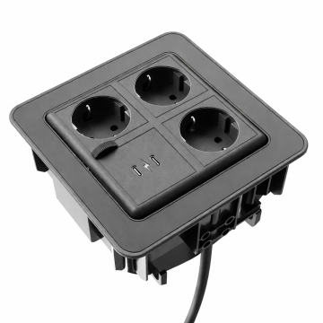 FlipAround 3x stopcontact usb C/C lader zwart