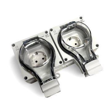 Dubbel opbouw stopcontact ip66 wit met klep wit