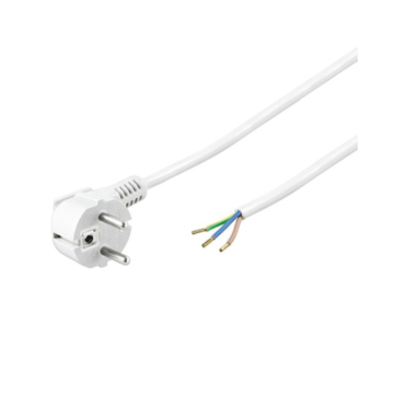 Stroomkabel H05VV-F 3G 1,5mm² haakse stekker 5 meter wit