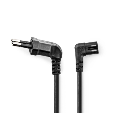Stroomkabel Euro Male haaks IEC-320-C7 200cm zwart