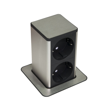 PopUp stekkerdoos 2x stopcontact RVS