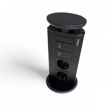 Evoline Port 2 stopcontacten USB-C zwart