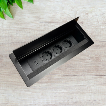Inbouw powerbox zwart 3x230v en 2x usb-c lader