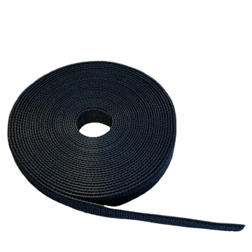 Klittenband op rol 5 meter, kleur zwart 13mm