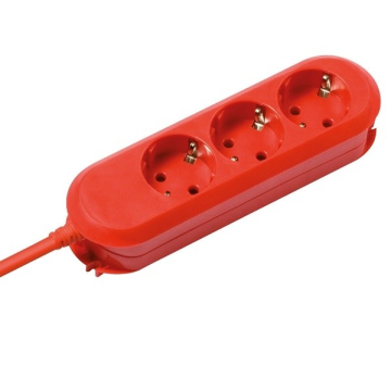 Verlengsnoer 3-voudig stopcontact rood