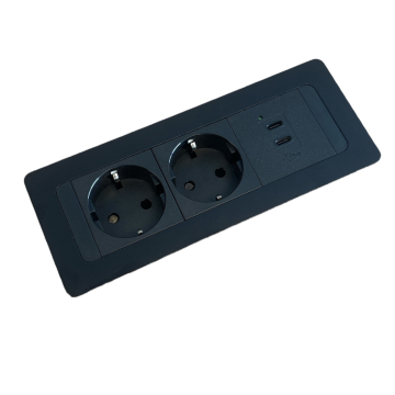 Powerunit zwart 2 voudig stopcontact met usb-c laders