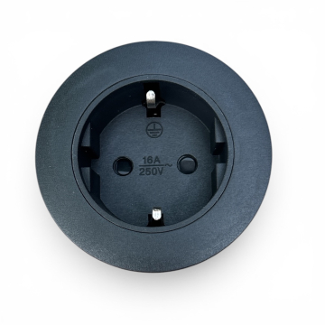 Rond inbouw stopcontact zwart serie 54