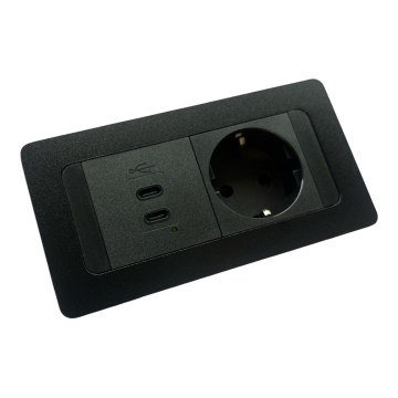 Inbouw powerunit 1x stopcontact en 2x usb-c lader