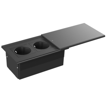 Slide inbouw met 2 stopcontact deksel zwart