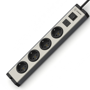 Stekkerdoos Aluminium 4 stopcontact en usb-c lader 1.5 meter kabel