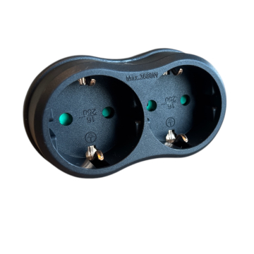 Stopcontact splitter horizontaal zwart