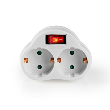 Stopcontact splitter 2-voudig wit met schakelaar