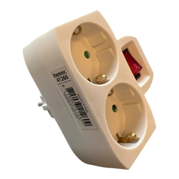 Stopcontact splitter 2-voudig wit met schakelaar