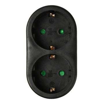 Stopcontact splitter verticaal zwart