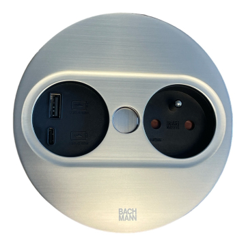 Bachmann Twist 2 stopcontact en usb A+C lader rvs rond