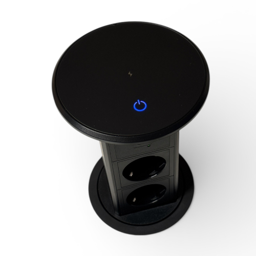 SCHÜTTE E1 Tower Pop-up Inbouw Stekkerdoos Met 3 Stopcontacten En 2 USB A Laadpunten