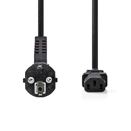 InLine 16752B netsnoer, geaard contact gehoekt op koudapparaatstekker C13 rechts gebogen, 0,5 m, zwart