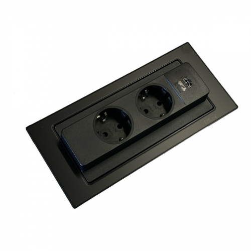 Stopcontact Evoline Backflip Staal Zwart Gelakt - Haprox webshop Stopcontact Evoline Backflip Staal Zwart Gelakt - Haprox webshop