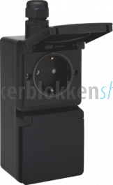 Niko Hydro wandcontactdoos zwart verticaal 2-voudig