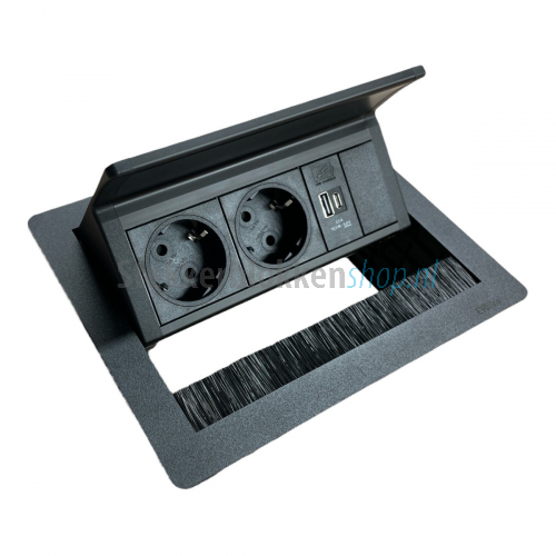 Evoline Fliptop Push zwart USB-A USB-C | Stekkerblokkenshop.nl