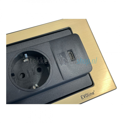 Evoline backflip messing USB-C lader | Stekkerblokkenshop.nl