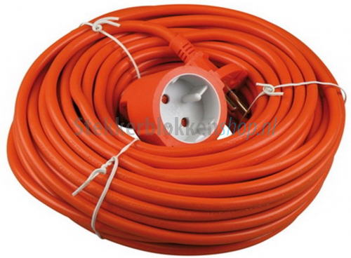 Oranje verlengsnoer 20 meter | Stekkerblokkenshop.nl