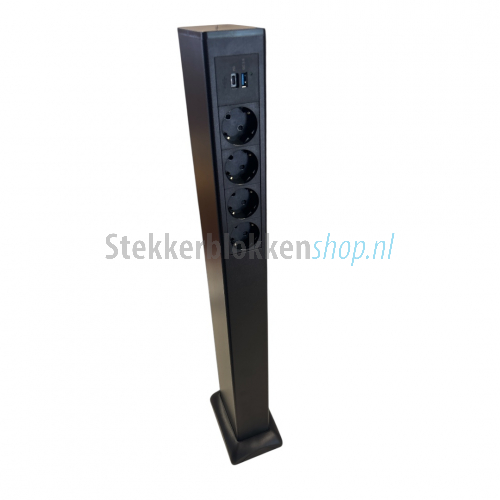 Tower zuil zwart dubbelzijdig 8x230 en 2x a/c lader