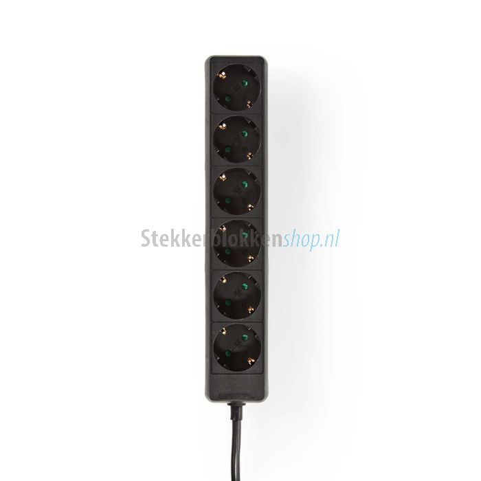 Stekkerdoos 6-voudig zwart met 1,5 meter kabel
