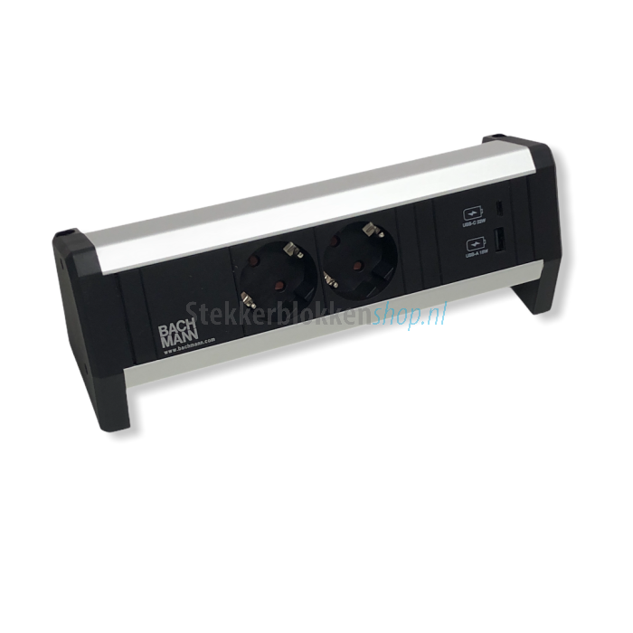 Desk 1 stekkerdoos 2x stopcontact USB A+C lader
