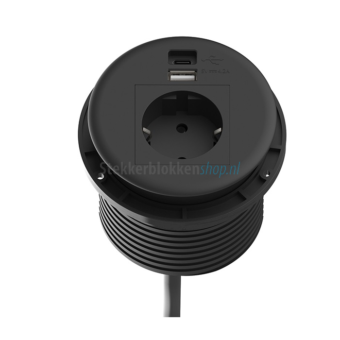 charge inbouw unit usb zwart